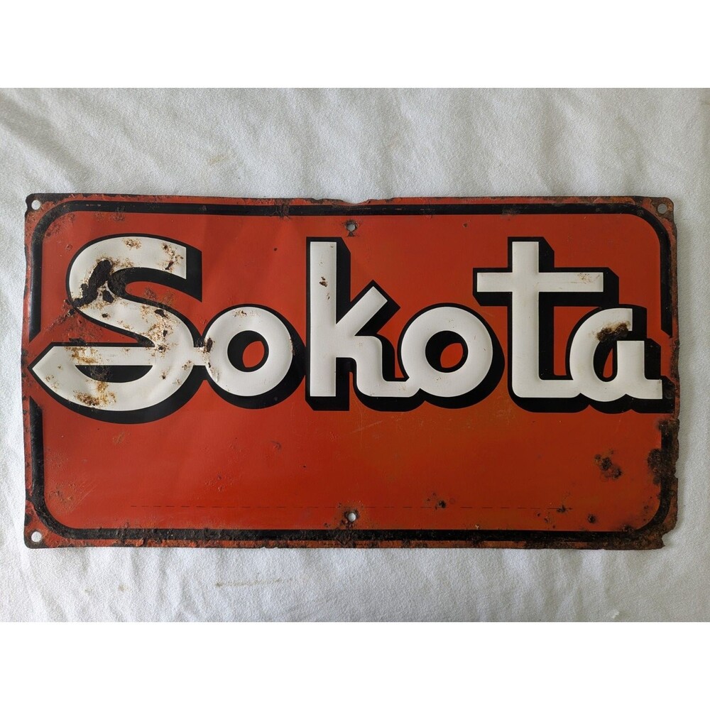 Vintage Sokota Hybrid Corn Seed Porcelain Field Sign 22" x 12" Metal Advertising
